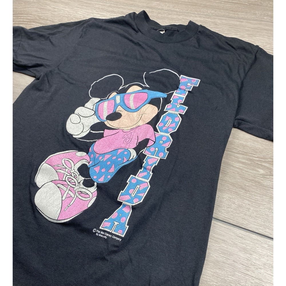 Sherry Vintage Disney‎ Mickey Mouse Florida T Shirt Black Size Medium